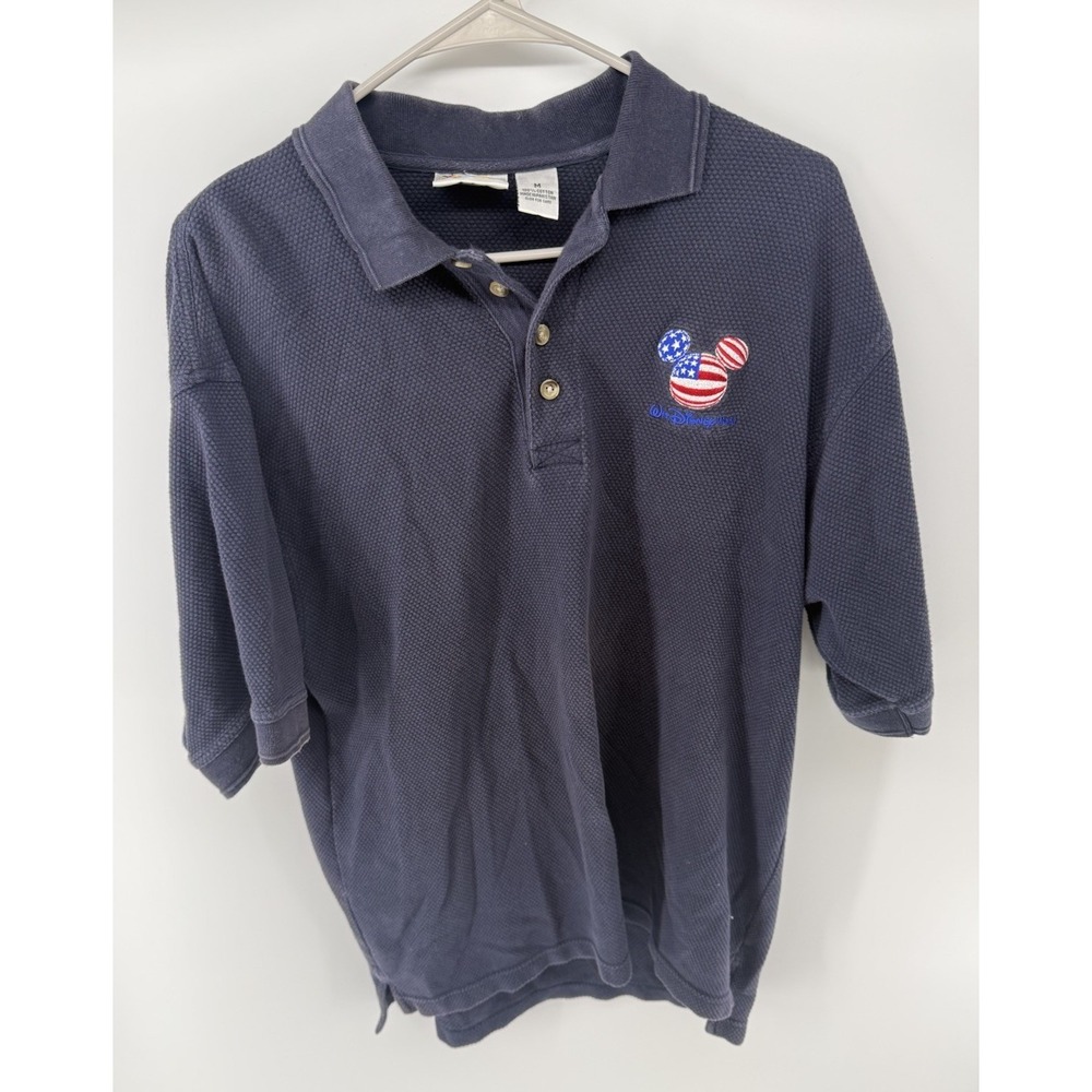 Walt Disney World Polo Shirt Vtg Embroidered Navy Blue Medium